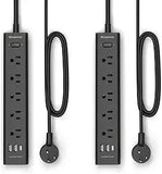 2 Pack Surge Protector Power Strip 5 Outlets 3 USB Ports 1 USB C 5FT Extension Cord 1250W