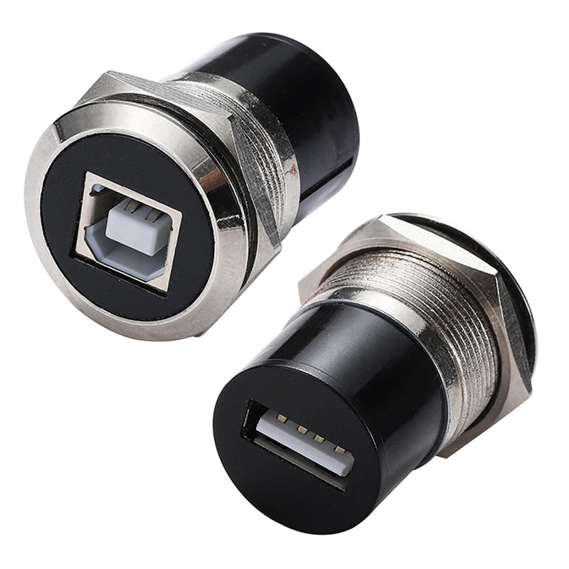 2Pcs Usb B To A Panel Mount Connector, Usb 2.0 Female Data Connector Solderles