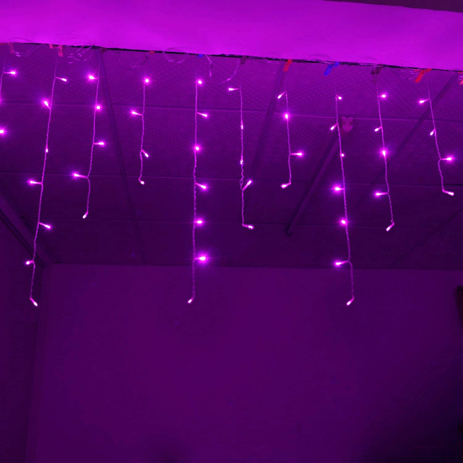13Ft 96 Led Icicle String Lights With Memory Function Controller, Indoor Curtain Fairy Lights Halloween Hanging Decorati