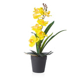 Real Touch Artificial Orchids Flower In Pot, Yellow Faux Orchids Flowers With Vase Fake Phalaenopsis Orchids Arrangement For Table Centerpiece Wedding Party Office Decor