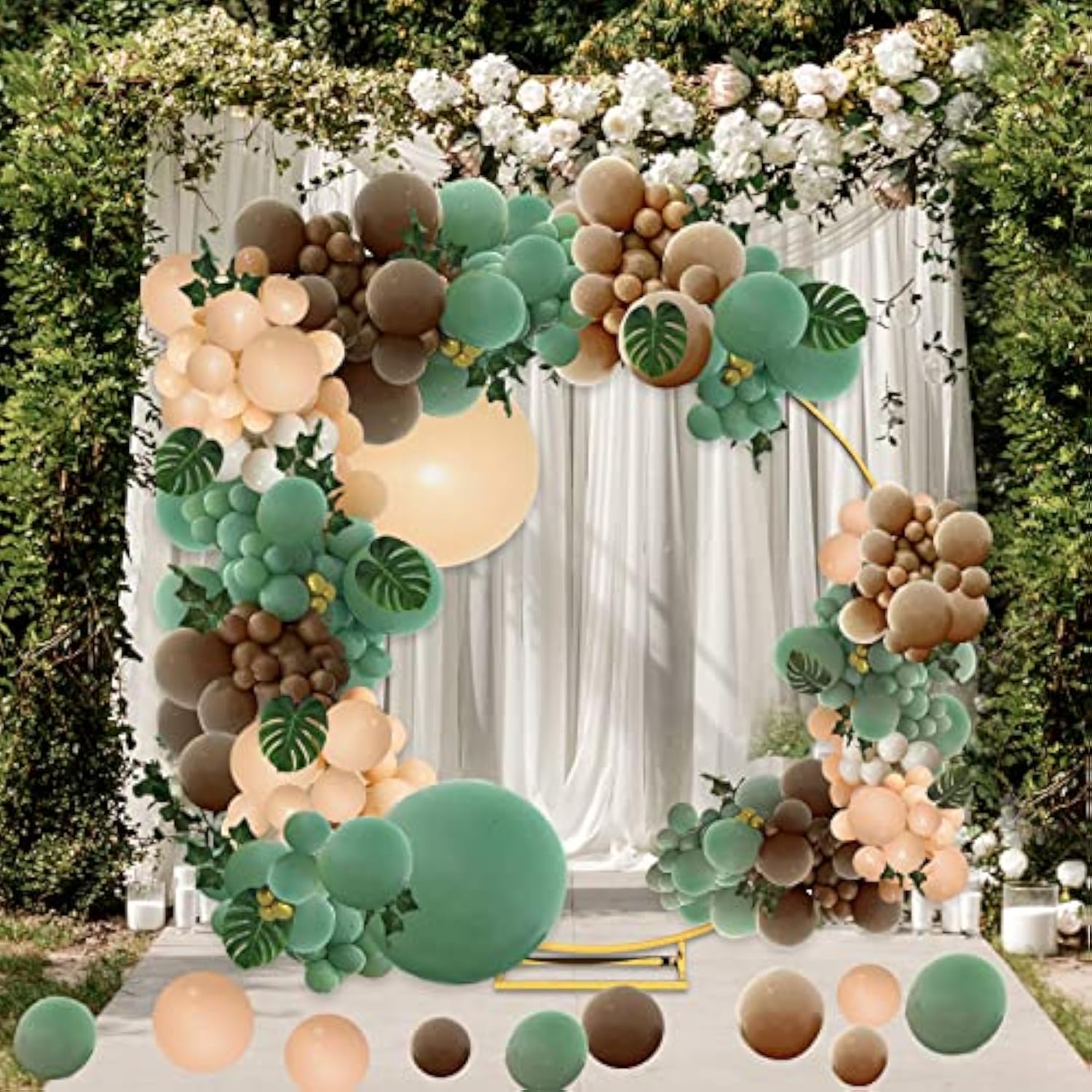 148PCS Sage Green & Brown Balloon Garland Kit – Jungle Safari, Woodland, Wild One Party Decor