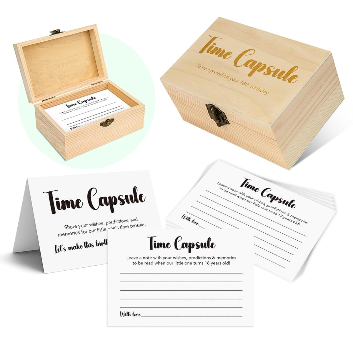 Time Capsule Box 1St Birthday 50 Pcs Time Capsule Cards First Birthday Party Games Baby Shower Keepsake Box Advice And Wishes Cards