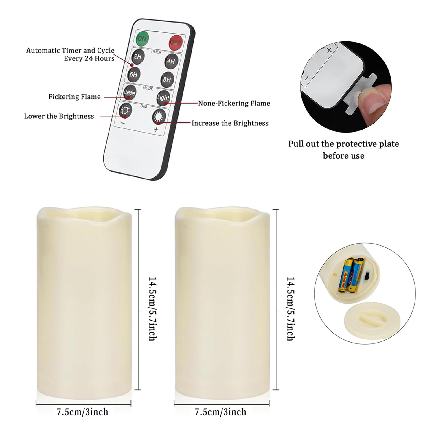 12Pcs Flickering Flameless Candles Waterproof Large (D 3" X H 6") Led Candles, Fake Pillar Outdoor Indoor Battery Operated Candles With Remote For Home/Wedding/Christmas/Holiday Décor