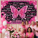 Breast Cancer Awareness Banner Backdrop Pink Ribbon Party Decoration for Fundraiser Event, Hope Faith Love Photography Background, October Awareness Month Wall Decor, 71 x 43 in