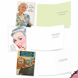 - 10 Funny Birthday Cards Assortment - Adult Retro Notecard Set, Bulk Boxed Humor - Old Enough To Know Better A1236