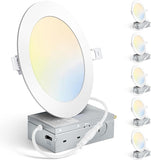 6 Pack 6 Inch LED Recessed Lights 1200LM 5CCT Dimmable Canless Downlights