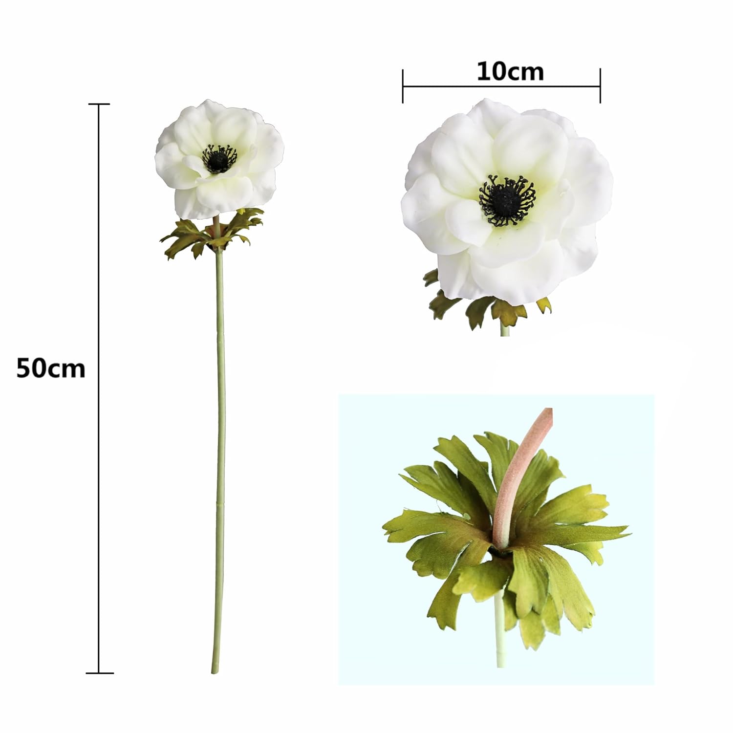 Artificial Anemone Flowers Faux Silk Poppy Branches For Home Decoration Centerpieces Wedding Bouquet (5Pcs)
