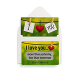 Romantic Scratch Off Card – “I Love You More Than Yesterday” – Mini Love Greeting Card For Him Or Her, Wallet Size Romantic Note, Cute Surprise, Envelope Included