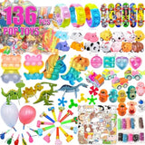136 Pcs Pop Kids Party Favors Toys Bulk,5-In-1 Classroom Prize Box For 4-10 Ages Boys Girls,Carnival Treasure Box Stuffers Fidget Pop Its,Arts & Educational Toys Goody Bag Fillers,Pinata Stuffers