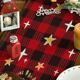Buffalo Plaid Kogiya Shepherd Christmas Table Runner, Winter O Holy Night Xmas Kitchen Dining Table Decoration For Home Party Decor 13X72 Inch