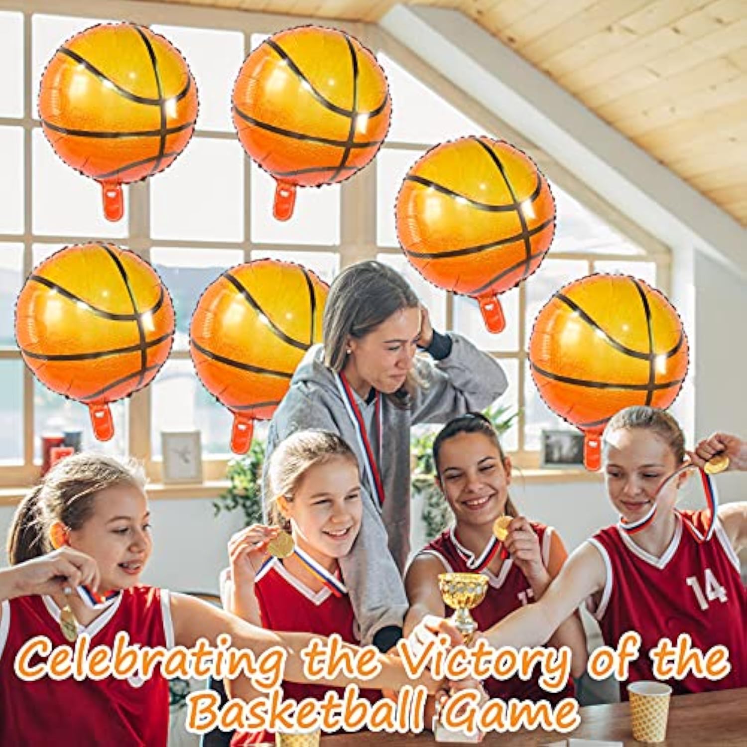 18" Basketball Foil Balloons 10pcs Sports Theme Birthday Party Decorations