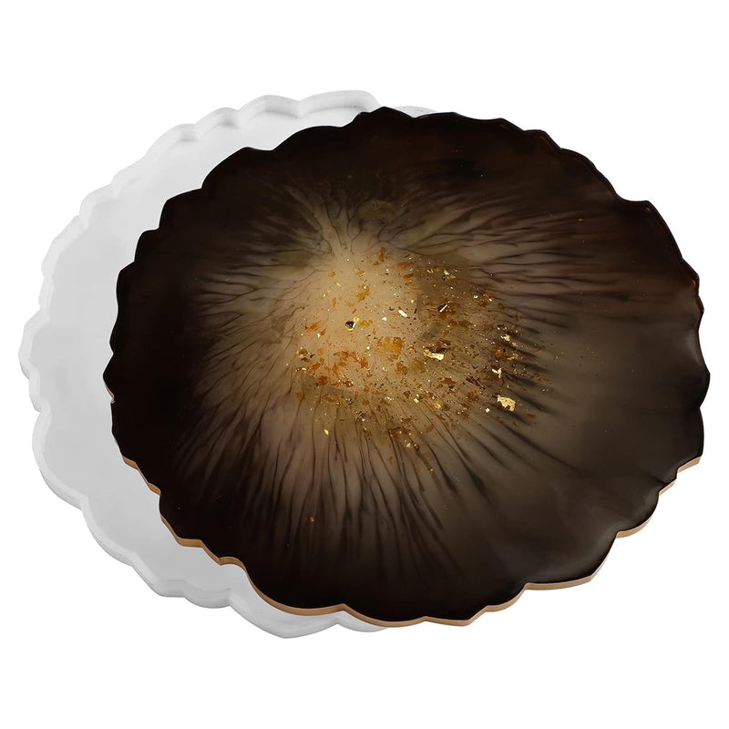 Large Round Resin Tray Mold-13 Inch, Irregular Silicone Serving Tray, Geode Agate Epoxy Mold For Coaster, Fruit Board, Dessert Dish, Resin Painting Art, Jewelry Storage Plate, Home Decoration