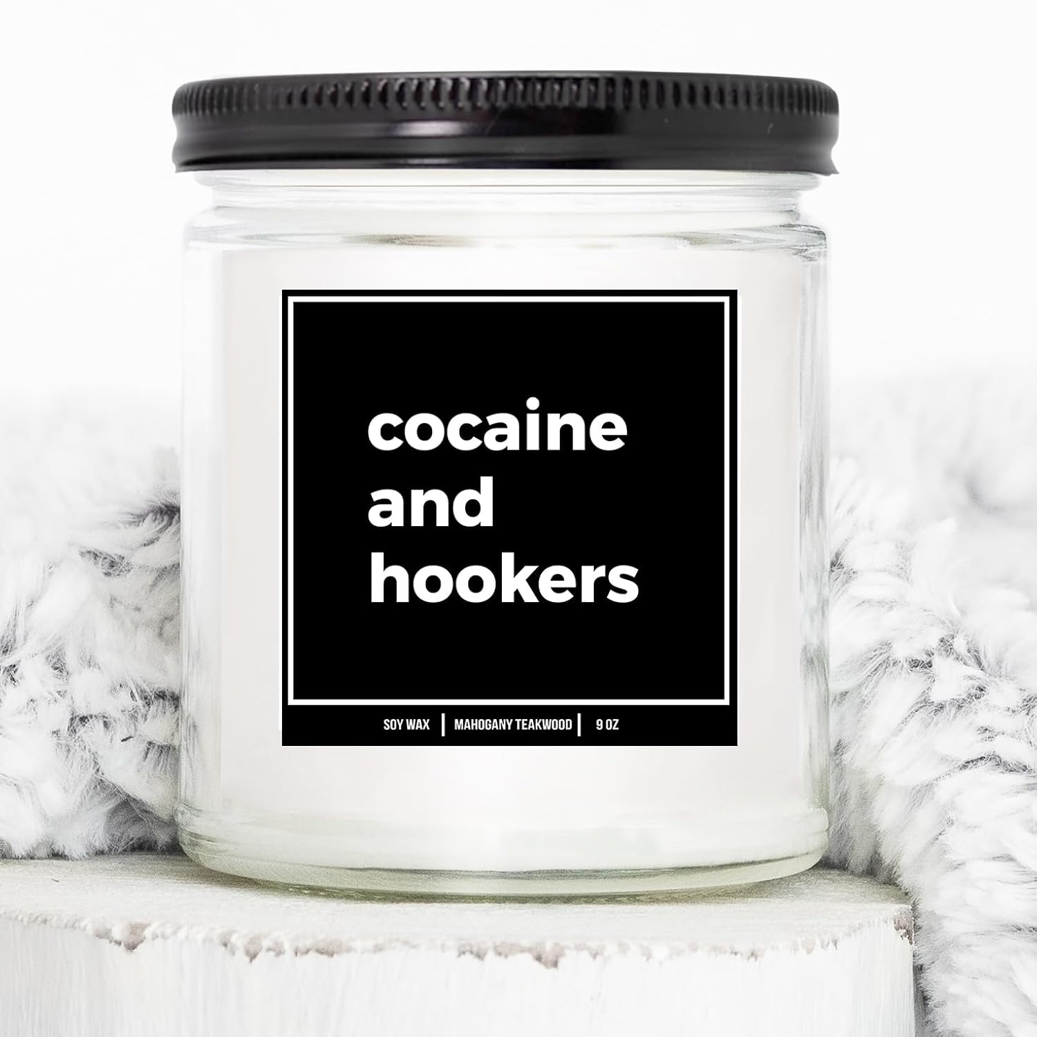 You Nique Designs Cocaine And Hookers Candle 9Oz, Adult Humor White Elephant Gifts Ideas, Funny Gag Gifts For Adults - Surprise For White Elephant Party (Mahogany Teakwood)