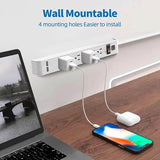 6 Outlet Surge Protector Power Strip 2 USB Ports 4FT Cord 600J Wall Mount