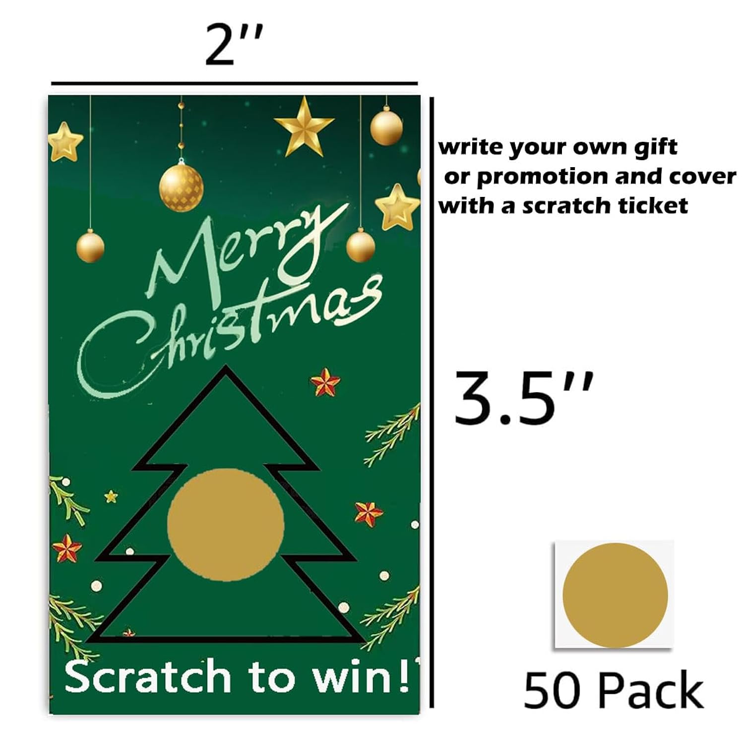 Christmas Scratch Off Cards(50 Pack) Christmas Party Game Cards Christmas Festive Raffle Tickets Christmas Craft Christmas Party Game For Boys And Girls Adults