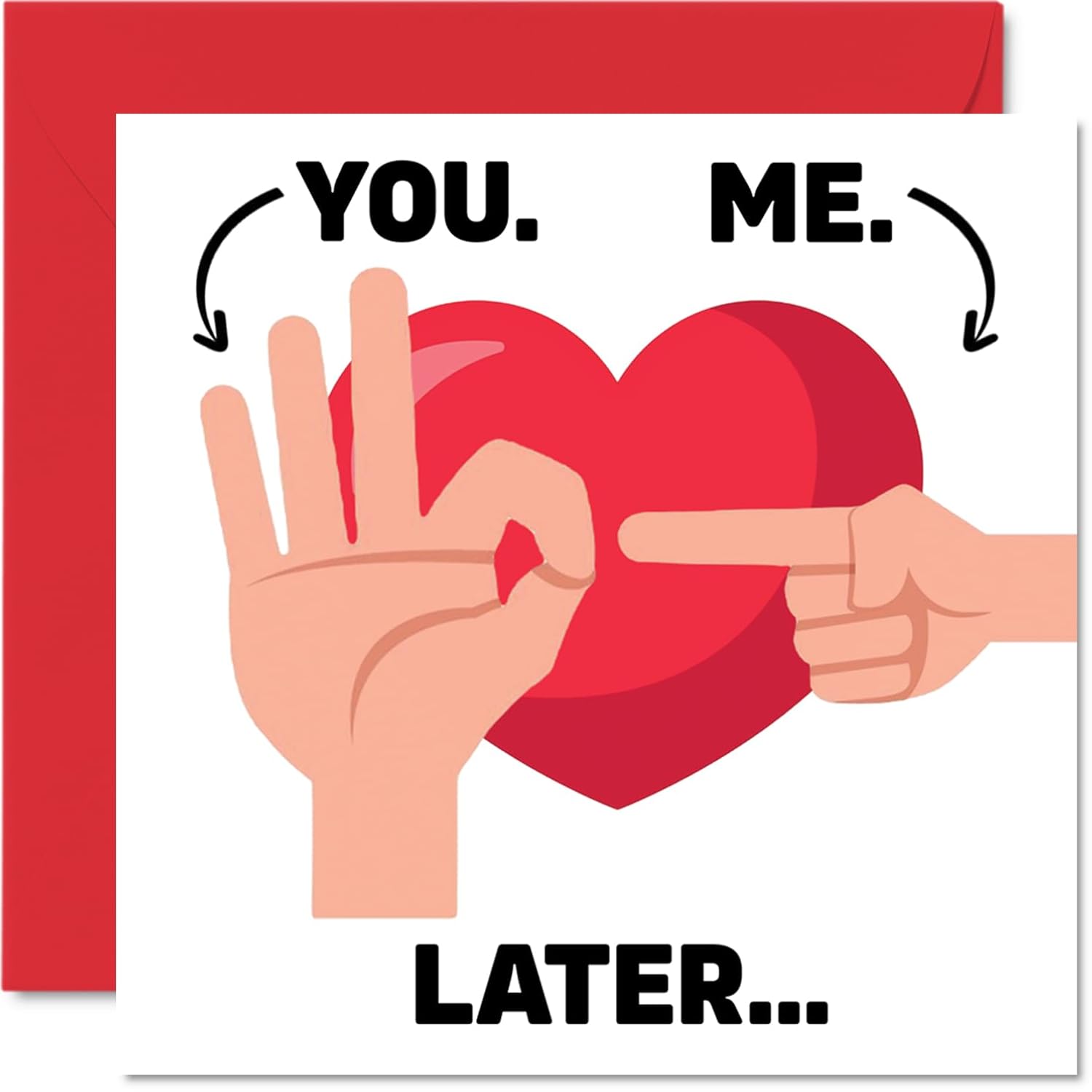 Funny Anniversary For Wife Girlfriend Partner - Hand Signals - Funny Wedding Anniversary Card For Women Her, 5.7 X 5.7 Inch Valentines Greeting Cards