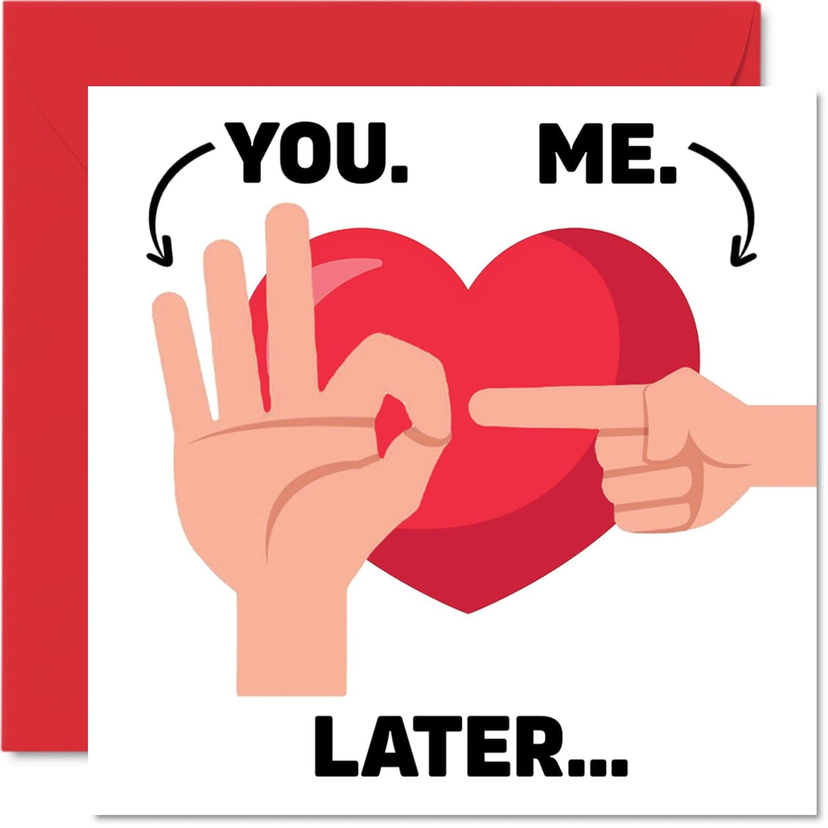 Funny Anniversary For Wife Girlfriend Partner - Hand Signals - Funny Wedding Anniversary Card For Women Her, 5.7 X 5.7 Inch Valentines Greeting Cards