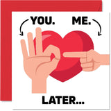Funny Anniversary For Wife Girlfriend Partner - Hand Signals - Funny Wedding Anniversary Card For Women Her, 5.7 X 5.7 Inch Valentines Greeting Cards