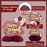 8 Pieces Happy Birthday Decorations, for Women, Burgundy Gold