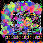 Glow Neon Birthday Party Decorations, Neon Balloon Arch Kit, Backdrop, Tablecloth, Uv Blacklight Luminous Balloon, Star Hanging Swirl, Kid Teen Adult Disco Game Glow In The Dark Party Supplies