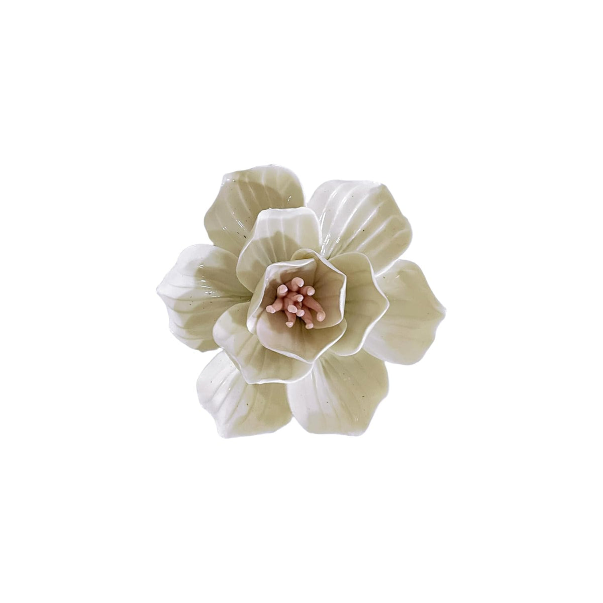 Dahlia, 3.54" 3D Handmade Porcelain Flower Wall Art Decor, 3D Ceramic Flower Wall Decor, Home Office Decor, Unique Gift For Home Office Decor,Girls (White)