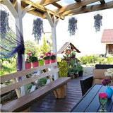4 Packs Fake Hanging Lavender Plants Artificial Hanging Faux Uv Resistant Lavender Flowers Fake Lavender Plants Hanging Indoor Outside Hanging Decorations,(Purple)