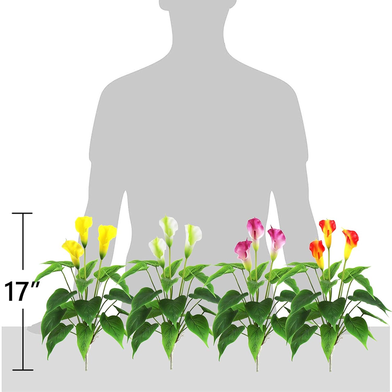Artificial Flower 17 Inches Calla Lily Silk Plant Fake Bonsai Flowers Greenery Plants For Indoor Outdoor Home Office Bedroom Table Centerpieces Party Decoration 2 Pack (White, 2)