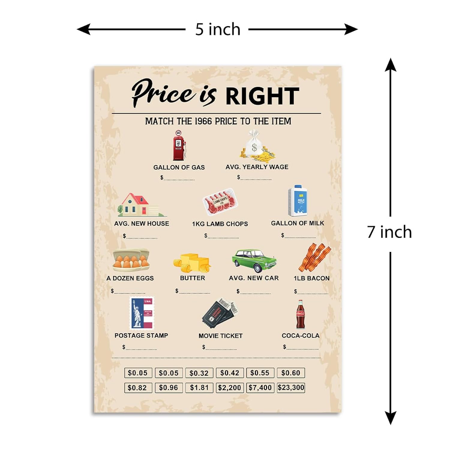 60Th Birthday Party Games, Price Is Right Games, Birthday Party Supplies For Adults, Fun 1966S Party Game?Pack Of 30 Cards