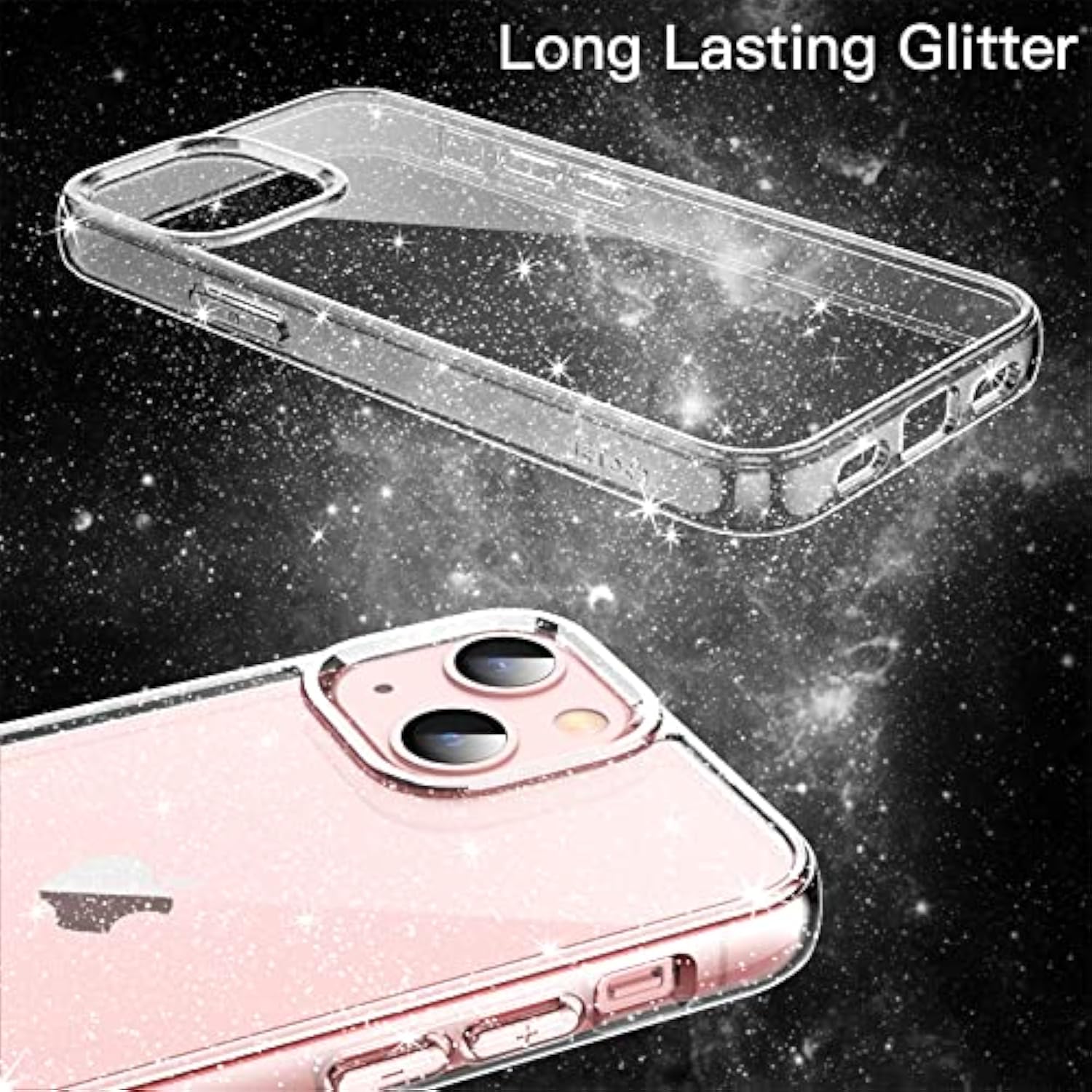 JETech Glitter Case for iPhone 13 6.1-Inch, Bling Sparkle Shockproof Phone Bumper Cover, Cute Sparkly for Women and Girls (Clear)
