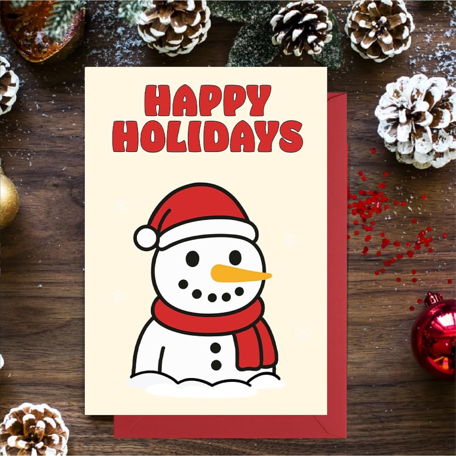 Snowman Christmas Card With Envelope - Merry Christmas Greeting Card For Husband, Wife, Him, Her, And Fiance - Xmas Cards 5X7.2 Inch