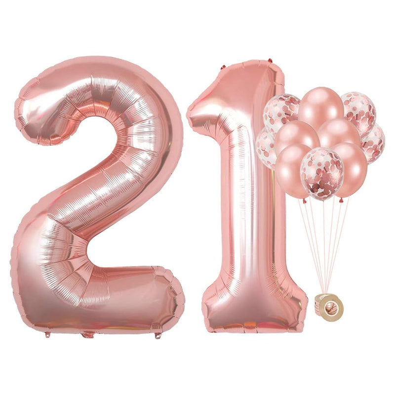 40 Inch Big Rose Gold Foil Mylar Number Balloons For Women 21St Birthd