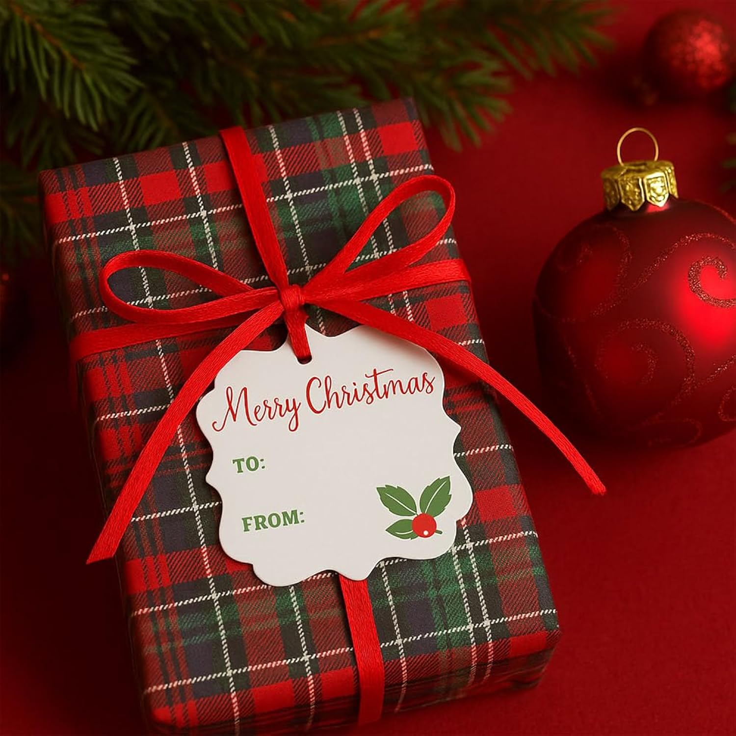 Merry Christmas Holiday Gift Tags By – 2" Pre-Strung Christmas Gift Wrapping Tags – Set Of 24