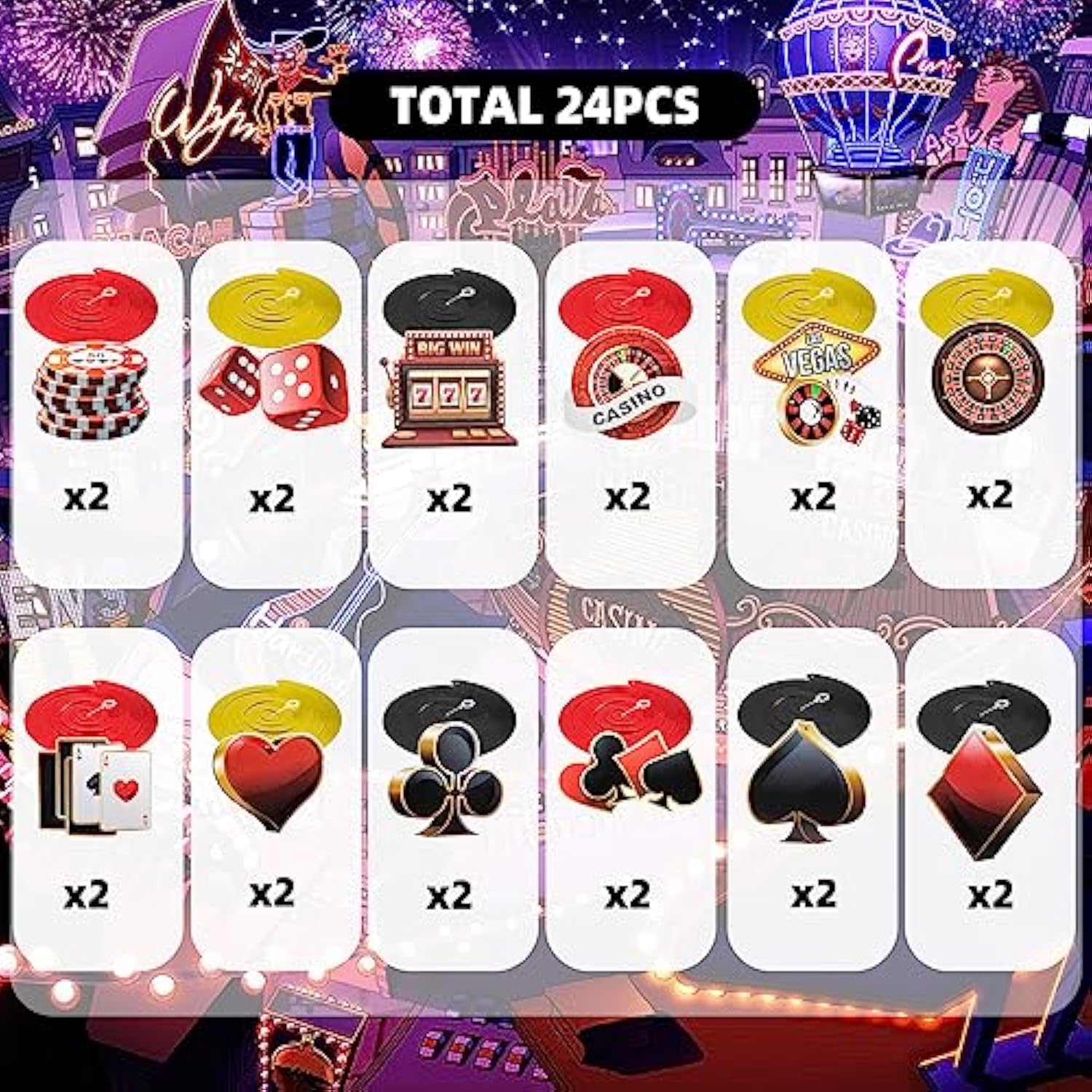 Casino Party Hanging Swirl Decorations: Las Vegas Theme, 24PCS