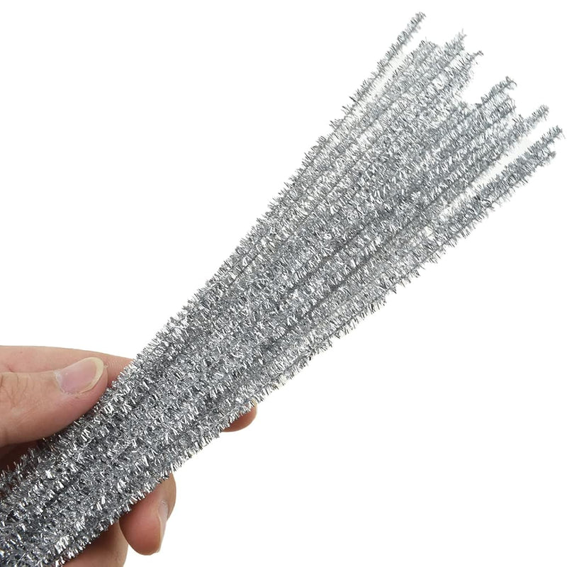 12Inches*6Mm Silver 70Pcs Pipe Cleaner Craft Chenille Stem Extra Long Chenille