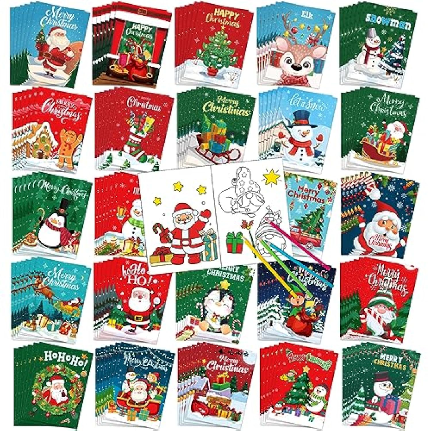 144 Pcs Merry Christmas Coloring Book Bulk For Kids Winter Activity Books Party Favors Drawing Book With Snowman Gingerbread Man Santa Claus Patterns Goodie Bag Filler And Holiday Gifts