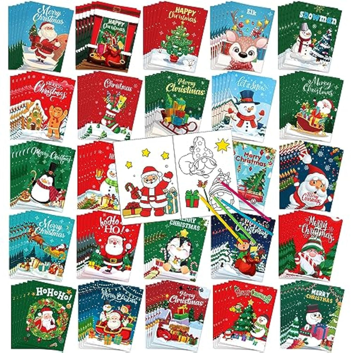 144 Pcs Merry Christmas Coloring Book Bulk For Kids Winter Activity Books Party Favors Drawing Book With Snowman Gingerbread Man Santa Claus Patterns Goodie Bag Filler And Holiday Gifts