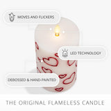 Debossed Hearts Pillar Candle Metallic Red - Patented Flickering Flameless Technology - Valentine'S Day Collection - Remote Ready - 6.5"