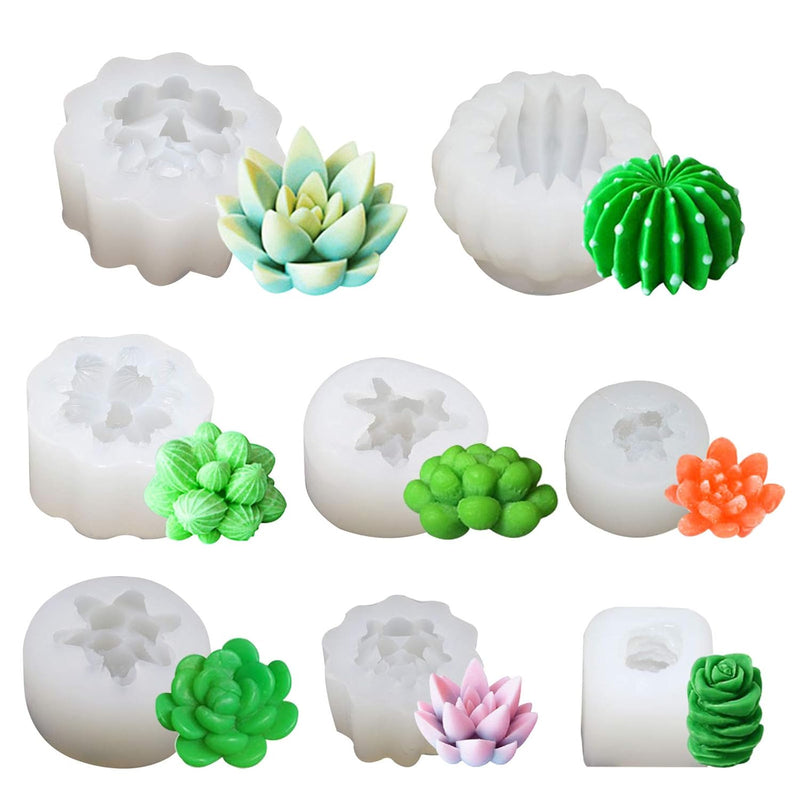 8 Pieces Succulent Silicone Molds Cactus Flower Resin Epoxy Casting Molds Fond