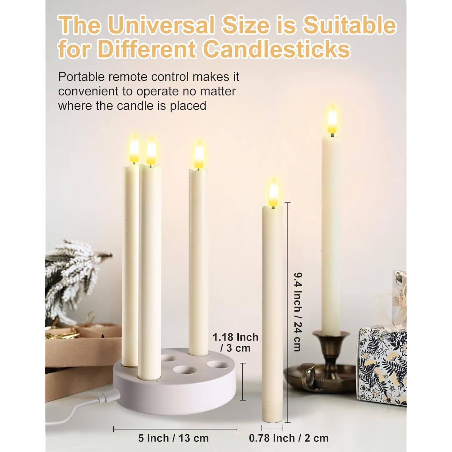 Rechargeable Flameless Taper Candles, 6 Pcs Real Wax Rechargeable Led Candles Flickering With Remote Timer And Charging Base, Battery Operated Candlesticks For Christmas Wedding Party Home Decor