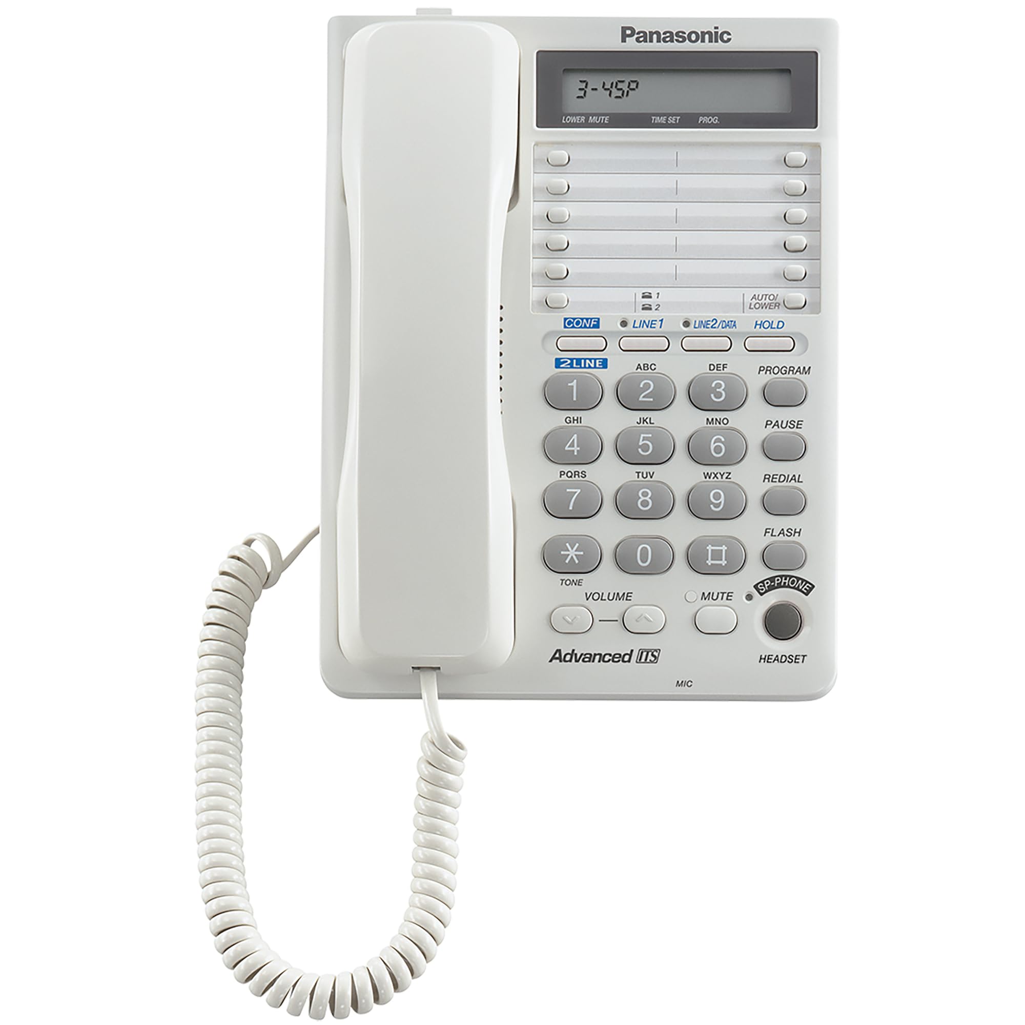 2-Line Integrated Corded Telephone System With 16-Digit Lcd, Speakerphone, Clock, Hearing Aid Compatibility And 3-Way Conferencing - Kx-Ts208W (White)