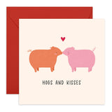 Adorable Love Card -Hogs And Kisses Card - Cute Pig-Themed Greeting Card For Anniversary, Valentine’S Day, Or Just Because - Gifts For Him, Her, Wife, Husband Or Couples - Comes With Fun Stickers