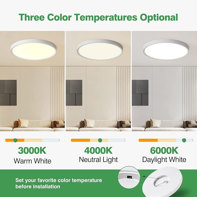 6 Pack 12 Inch LED Ceiling Lights 2520LM 3CCT Flush Mount Fixtures