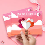 Your Love Lifts Me Up – Happy Valentine'S Day Greeting Cards And Envelopes, Beautiful And Romantic Valentines Love Hearts Greetings For Wife, Husband, Boyfriend, Girlfriend | 4.25 X 5.5 | 10 Per Pack