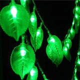 Plug In Green Leaf String Lights, 33Ft 100 Led Leaf String Lights 8 Modes Fairy Lights For Christmas Bedroom And Decorat