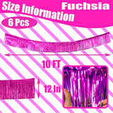 6 Pack 10 Feet Pink Metallic Foil Fringe Garland Rectangular Banner For Parade Floats, Thanksgiving, Christmas, Birthday, Halloween Party Decorations