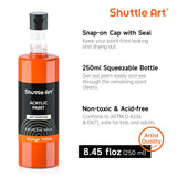 18 Colors Acrylic Paint Bottle Set (250Ml/8.45Oz), Rich Pigmented Bulk Painting Supplies For Artists, Beginners And Kids On Rocks Crafts Canvas Wood Ceramic
