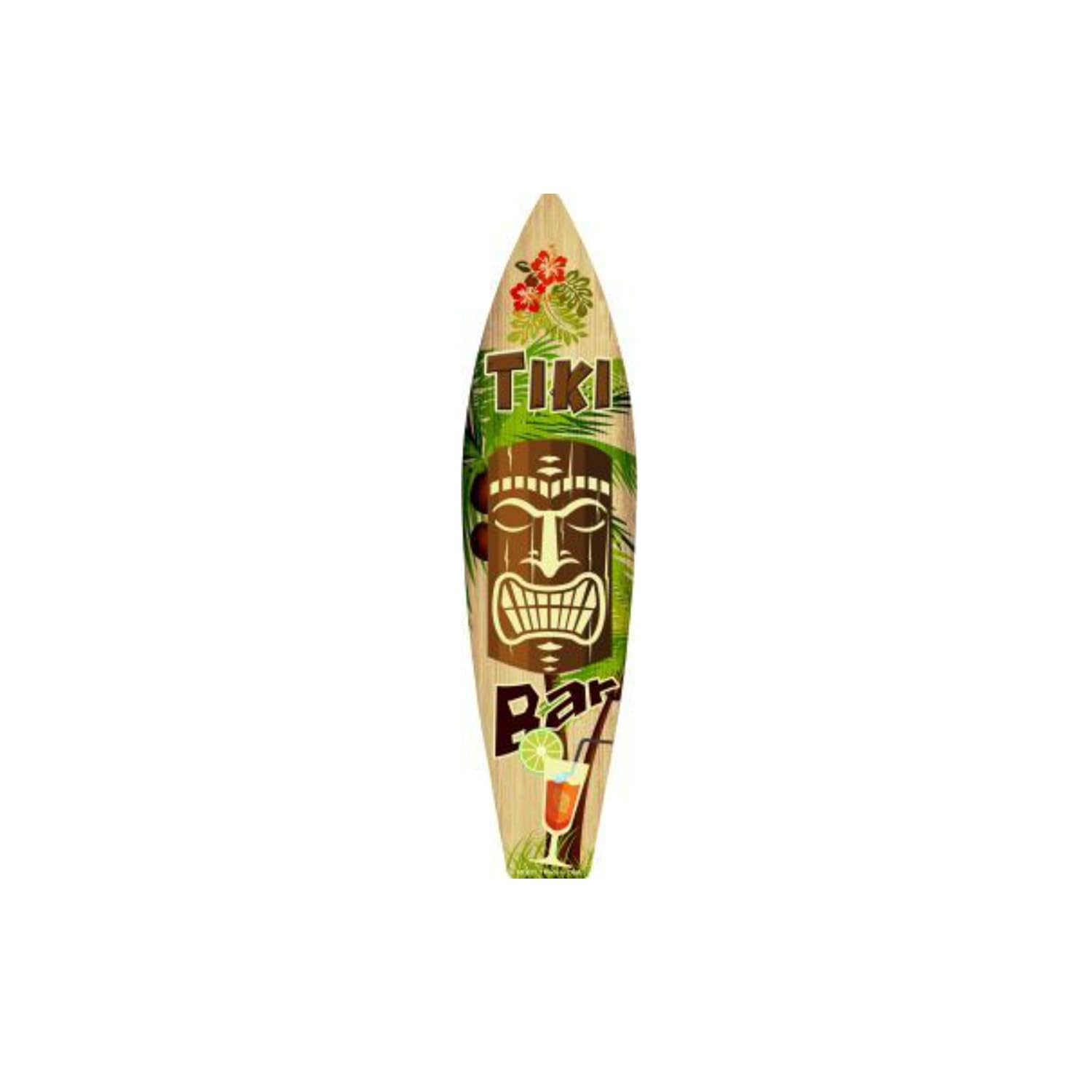 Bundle: Surfboard Decorative Signage, Metal, 17' X 4.3', Cold Beer, Tiki Bar, Margarita, Martinis