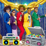 29 Pcs 80S 90S Party Decorations Include Inflatable Boom Box Beverage Cooler 20 Gold Foil Chain Balloons 2 Mobile Phones 2 Radio Boombox 4 Microphones For Hip Hop Theme Supplies Cosplay Props