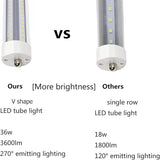 10 Pack 4FT T8 LED Tube Lights 36W 3600LM 6500K FA8 Single Pin Ballast Bypass Replacement