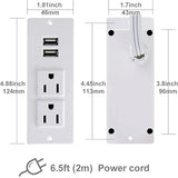 Recessed Power Strip with 2 Outlets and 2 USB Ports for Desk Table Furniture